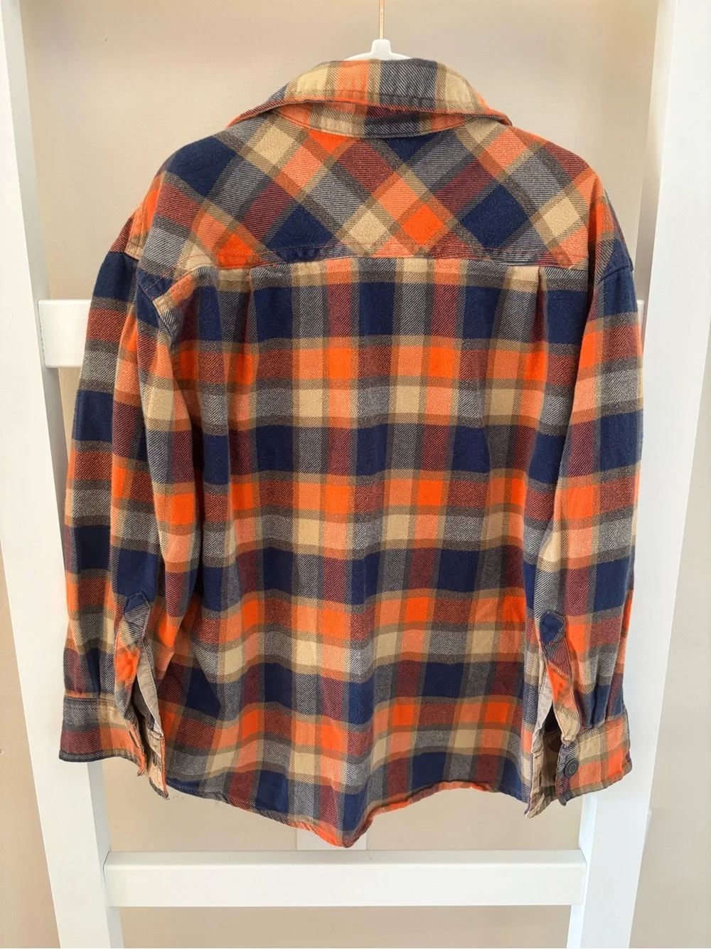 GAP Orange Navy Cream Plaid Button-Front Shirt